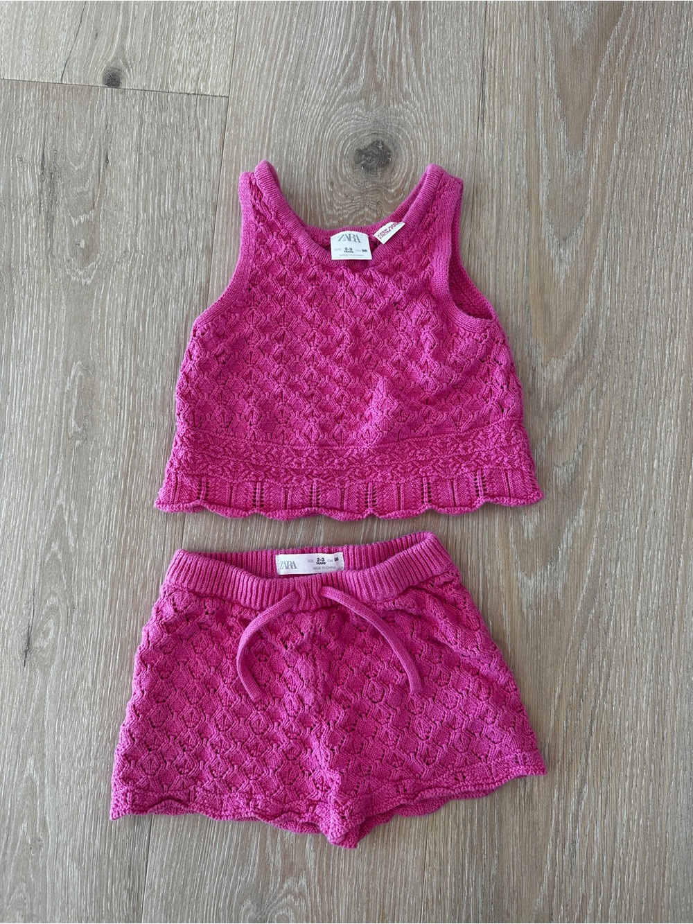 Zara Set 2-3T Hot Pink Knit Tank & Shorts